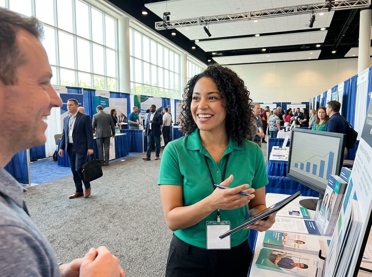 A sales consultant presenting a pricing proposal to a client across a conference table.